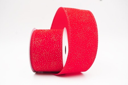 Rood effen velourslint met glinsterend stofeffect_KW0476GC-7-7